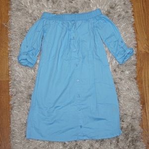 Blue shoulder off dress
